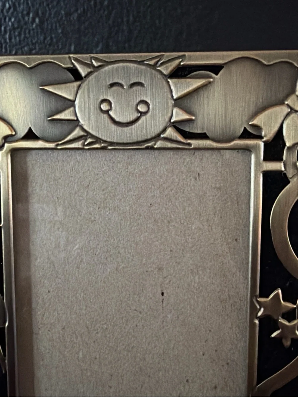 Vintage Carr 90s Celestial Sun Stars Picture Frame Gold Metal Baby Teddy Bear